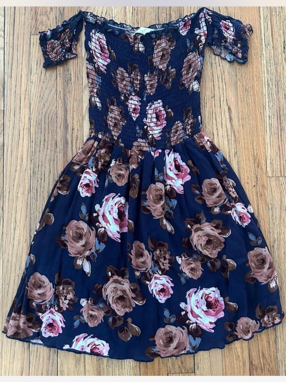 Altar'd State Navy Mini Dress with Floral Print